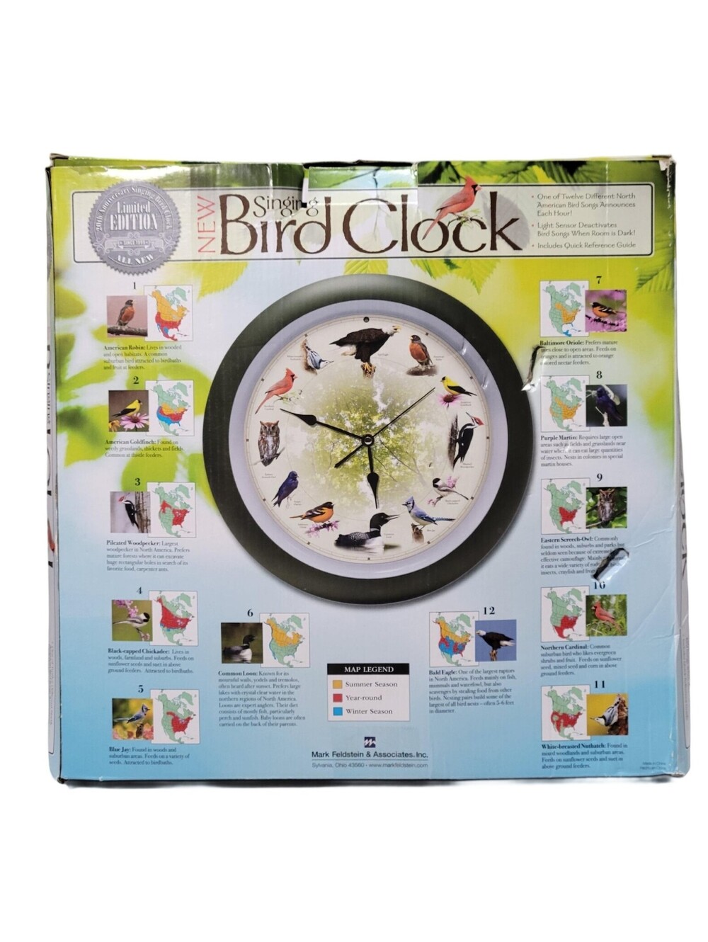 13 Inch Bird Song Wall Clock - Limited 20th Anniversary Model, Auto Dimmable - Picture 6 of 11